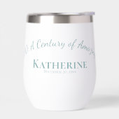 100誕生日センチュリーお祝いティール(緑がかった色)ギフト (左面)