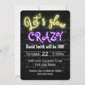 100誕生日ネオングローサインオンブリック 招待状 (正面)