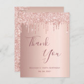 100誕生日バラ金ゴールドグリッターがドライ感謝していブする ポストカード (正面/裏面)