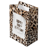 100誕生日ヒョウ毛皮プリント中抱き枕 ミディアムペーパーバッグ (正面アングル)