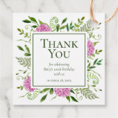 100誕生日ピンクアジサイありがとう フェイバータグ (裏面)