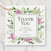 100誕生日ピンクアジサイありがとう フェイバータグ (正面)