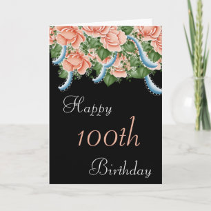 100誕生日ピーチバラハッピーバースデーカード カード