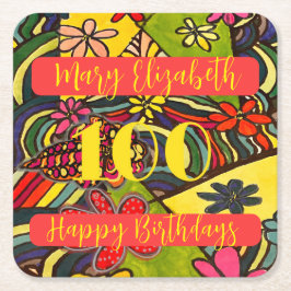 100誕生日フローラ スクエアペーパーコースター