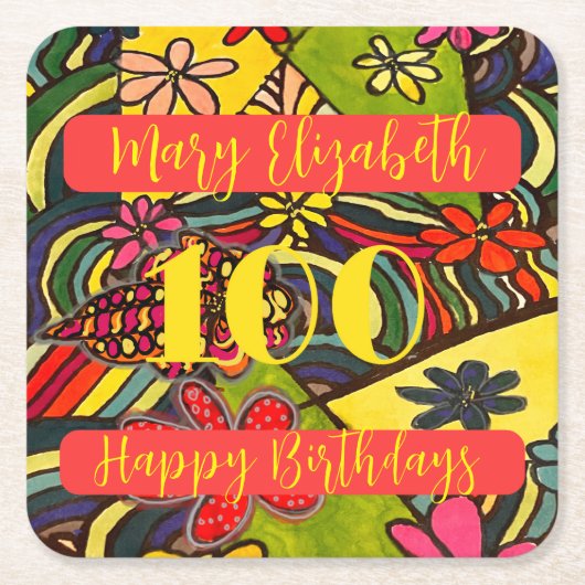 100誕生日フローラ スクエアペーパーコースター (正面)