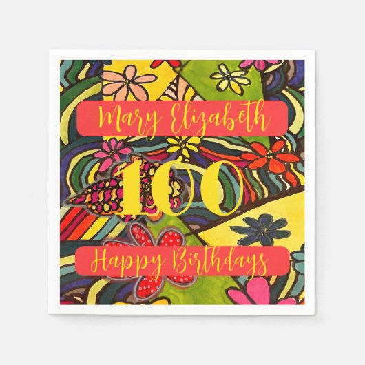 100誕生日フローラ スタンダードカクテルナプキン (正面)