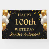100誕生日ブラックと金ゴールドお祝い 横断幕