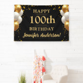 100誕生日ブラックと金ゴールドお祝い 横断幕 (インサイチュ)