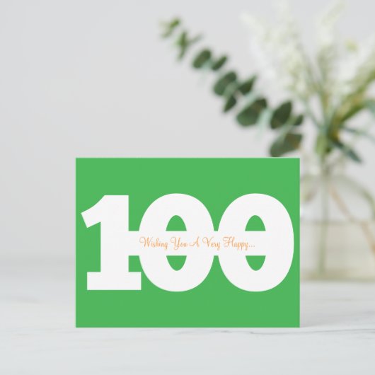 100誕生日マイルストーンはがき – 緑 ポストカード (スタンド正面)