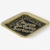 100誕生日乱数パターンブラック/金ゴールド ペーパープレート (傾斜あり)