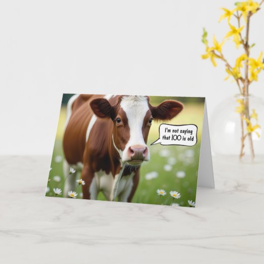 100誕生日向けガーンジー・カウユーモア カード (黄色い花)