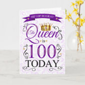 100誕生日女王は今日100紫 カード (黄色い花)