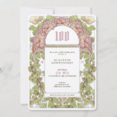 100誕生日招待状アールヌーボーアルフォンスミュシャ 招待状 (正面)