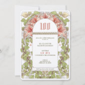 100誕生日招待状アールヌーボーアルフォンスミュシャ 招待状 (正面)