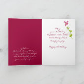 100誕生日水彩スイートピーと聖なる書物、 経典 カード (内部)