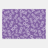 100誕生日紫の乱数パターン ラッピングペーパーシート (正面)