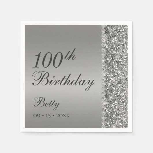 100誕生日 エレガント スタンダードカクテルナプキン (正面)