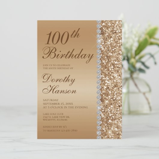 100誕生日 エレガント 招待状 (スタンド正面)