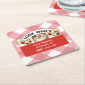 100誕生日 – カスタマイズ可能 スクエアペーパーコースター (アングル)