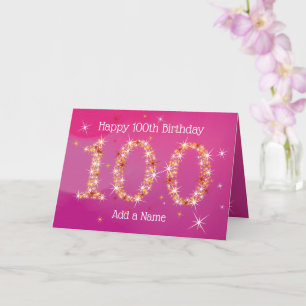 100誕生日 – スター番号 – ピンク金ゴールド年齢100 カード