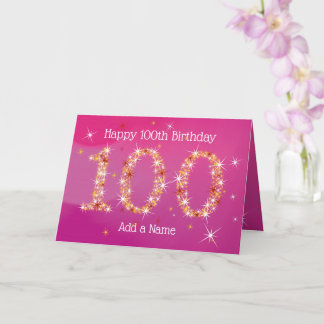 100誕生日 – スター番号 – ピンク金ゴールド年齢100 カード