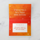 100誕生日 – スター番号 – 赤/オレンジ年齢100 カード (内部)