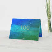 100誕生日 – スター番号 – 青/緑100 カード (裏面)