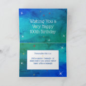 100誕生日 – スター番号 – 青/緑100 カード (内部)