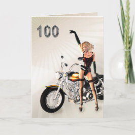 100誕生日、バイクと女の子 カード