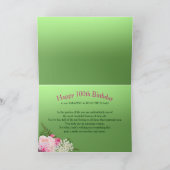 100誕生日、フェミニンピンク牡丹、花 カード (内部)