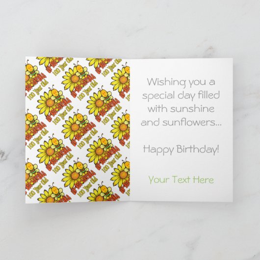 100誕生日 – 信じられない100歳 カード (内部)