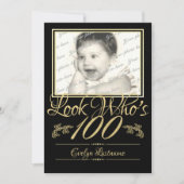 100誕生日（写真） 招待状 (正面)