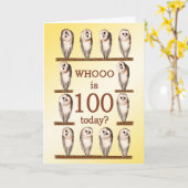 100誕生日、奇妙なフクロウ カード (黄色い花)