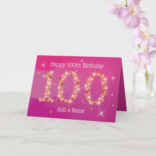 100誕生日 – 星 – ピンク金ゴールド – 古いカード カード (蘭)