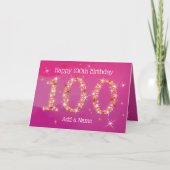 100誕生日 – 星 – ピンク金ゴールド – 古いカード カード (正面)