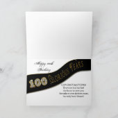 100誕生日、栄光の年、バナー付きの金ゴールド カード (内部)