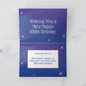100誕生日 – 青金ゴールド星号 – 旧 カード (内部)