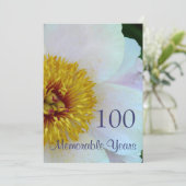 100誕生祝い/エレガントホワイト牡丹 招待状 (スタンド正面)