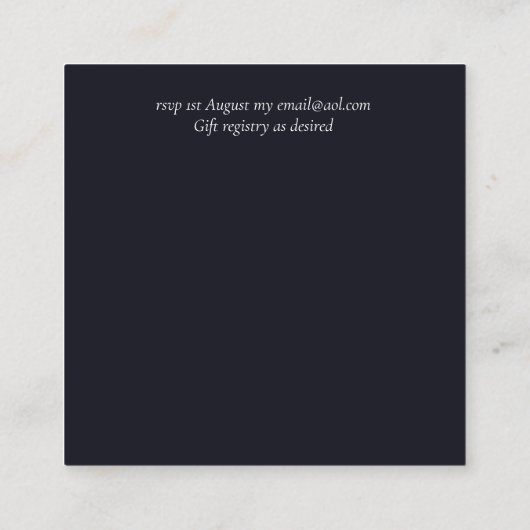 100都市海軍ブルーモダン予算の結婚式 スクエア名刺 (裏面)