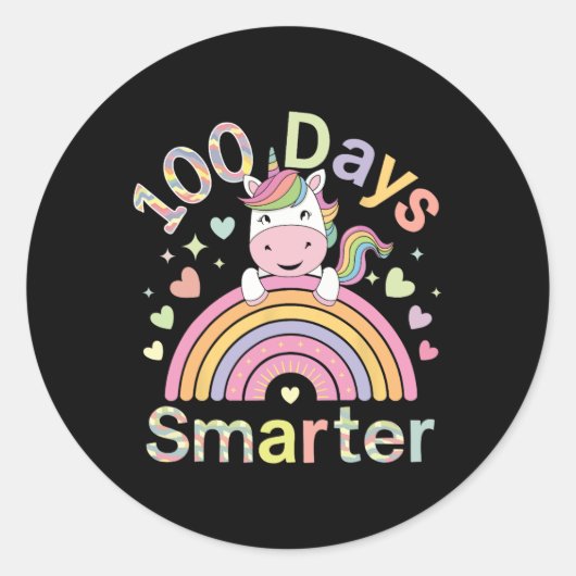 100頭が切れる日レインボーユニコーン100th Day of Scho ラウンドシール (正面)