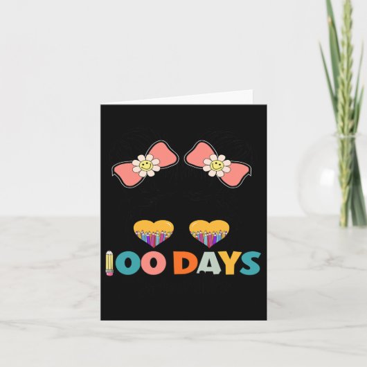 100頭が切れる日女の子メッシーバンヘア100日 カード (正面)