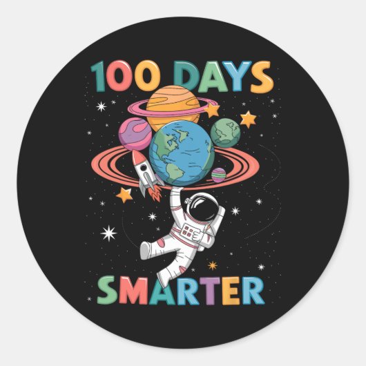 100頭が切れる日100th Day Of School Kids Astronau ラウンドシール (正面)