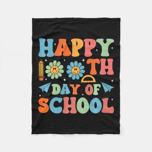 100頭が切れる日Groovy学校の100日目を幸せに フリースブランケット (正面)