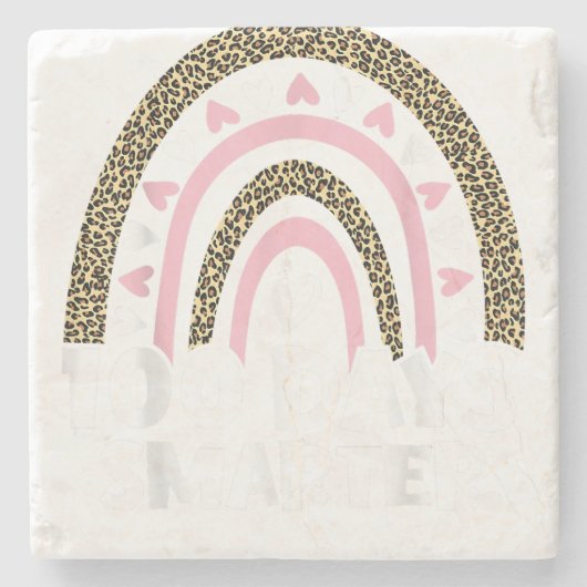 100頭が切れる日Happy 100th Day Of School Rainbow ストーンコースター (正面)