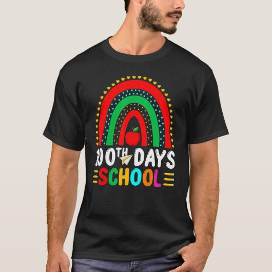 100頭が切れる日Happy 100th Day Of School Rainbow Tシャツ (正面)