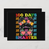 100頭が切れる日Messy Bun 100th Day of School ポストカード (正面/裏面)