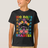 100頭が切れる日Messy Bun 100th Day of School Tシャツ (正面)