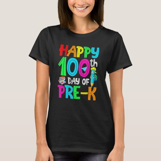 100頭が切れる日Pre-K Happy 100Th Day Of School P Tシャツ (正面)