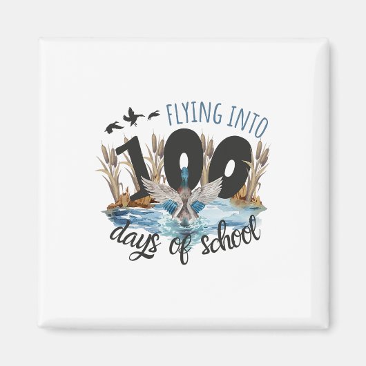 100飛んでいる日の学校アヒル狩り100th マグネット (正面)