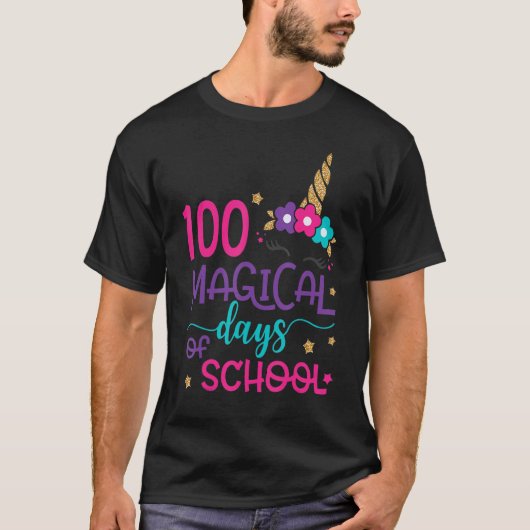 100魔法の日ズオブスクールユニコーン顔先生St Tシャツ (正面)